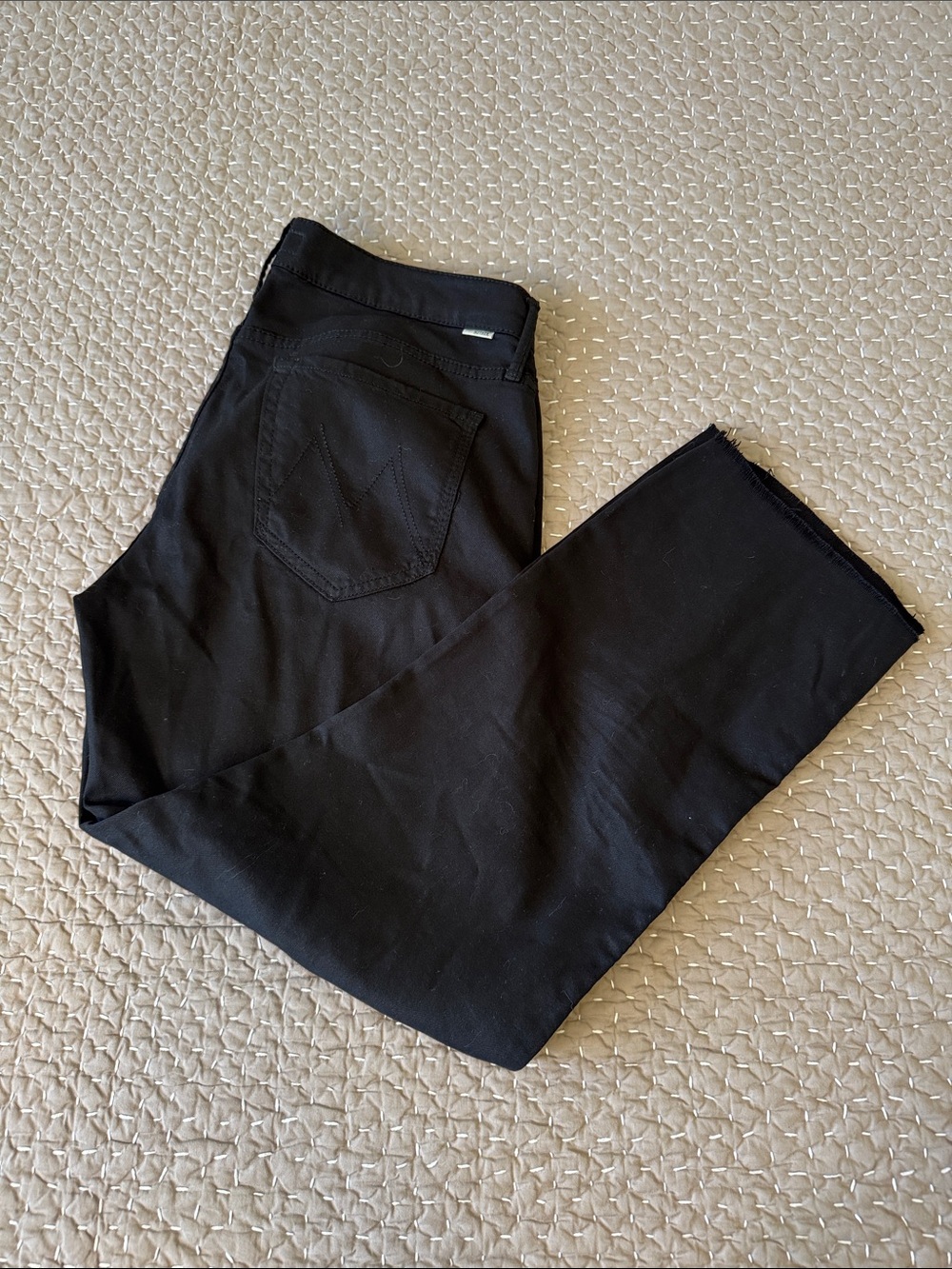 MOTHER Black Cropped Straight Jeans
